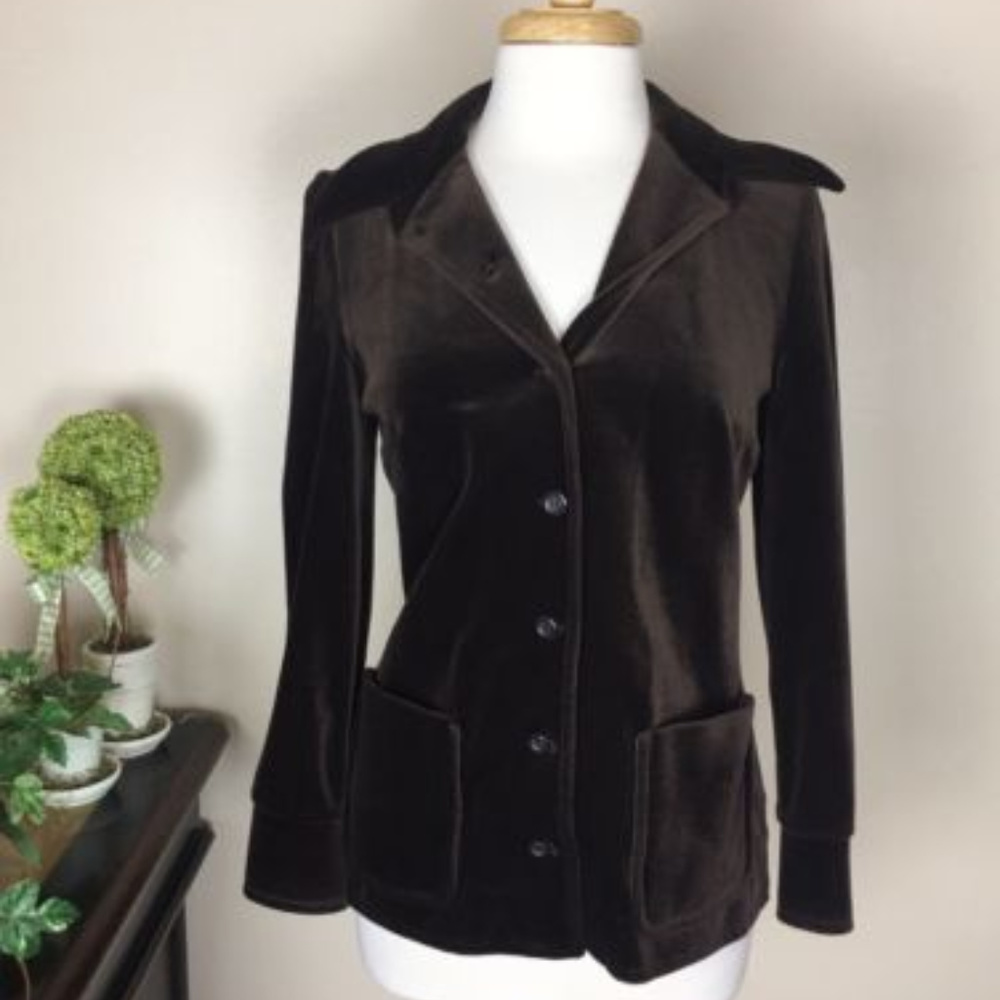 Butte Knit Vintage Velver Like Button Front Blazer